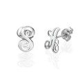 Sterling Silver Initial Stud Earrings Sterling silver initial stud earrings in script font