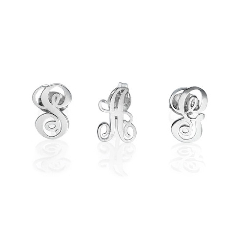 Sterling Silver Initial Stud Earrings Sterling silver initial stud earrings product image