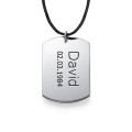 Sterling Silver Men's Personalised Dog Tag Necklace Sterling silver men's personalised dog tag name pendant on a leather cord