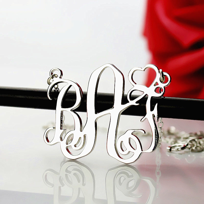 Sterling Silver Monogram Initial Necklace Sterling silver monogram initial necklace