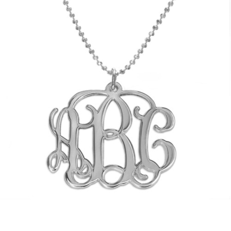 Sterling Silver Initials Monogram Necklace Sterling silver initials monogram necklace