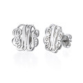 Sterling silver monogram stud earrings with personalised initials