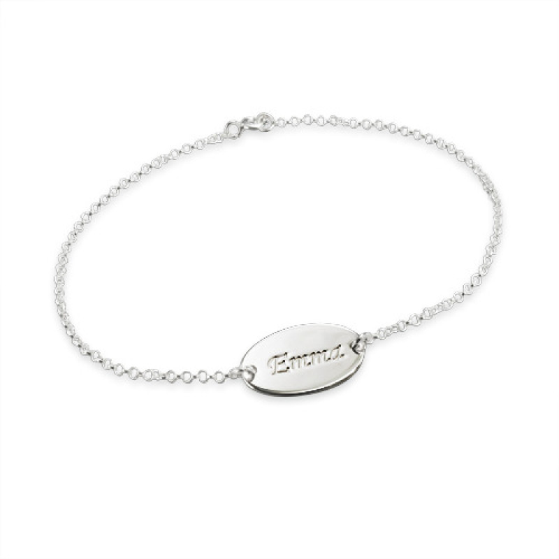 Personalised Sterling Silver Baby Name Bracelet Personalised sterling silver baby name bracelet with engraved pendant