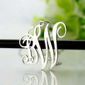 Sterling silver circle monogram necklace with personalised initials