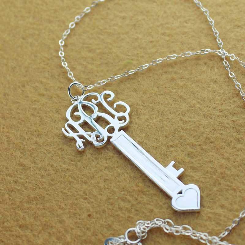 Sterling silver script monogram necklace
