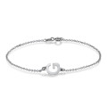 Sterling silver sideways initial bracelet on a Rollo chain