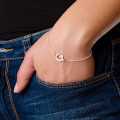 Sterling silver sideways initial bracelet product image