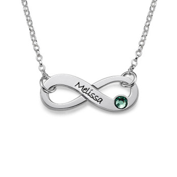 Silver Engraved Swarovski Infinity Necklace Silver Engraved Swarovski Infinity Necklace