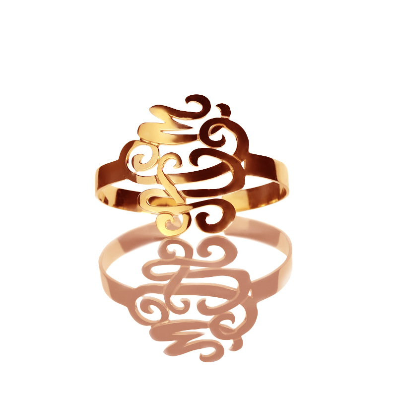 Rose Gold Handwriting Monogram Cuff Bracelet Rose gold handwriting monogram cuff bracelet
