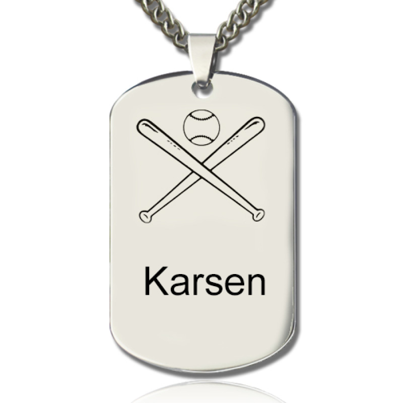 Personalised Baseball Dog Tag Name Necklace Personalised baseball dog tag name necklace