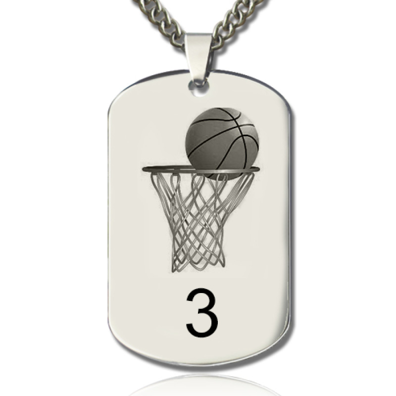Basketball Dog Tag Name Necklace Basketball dog tag name necklace