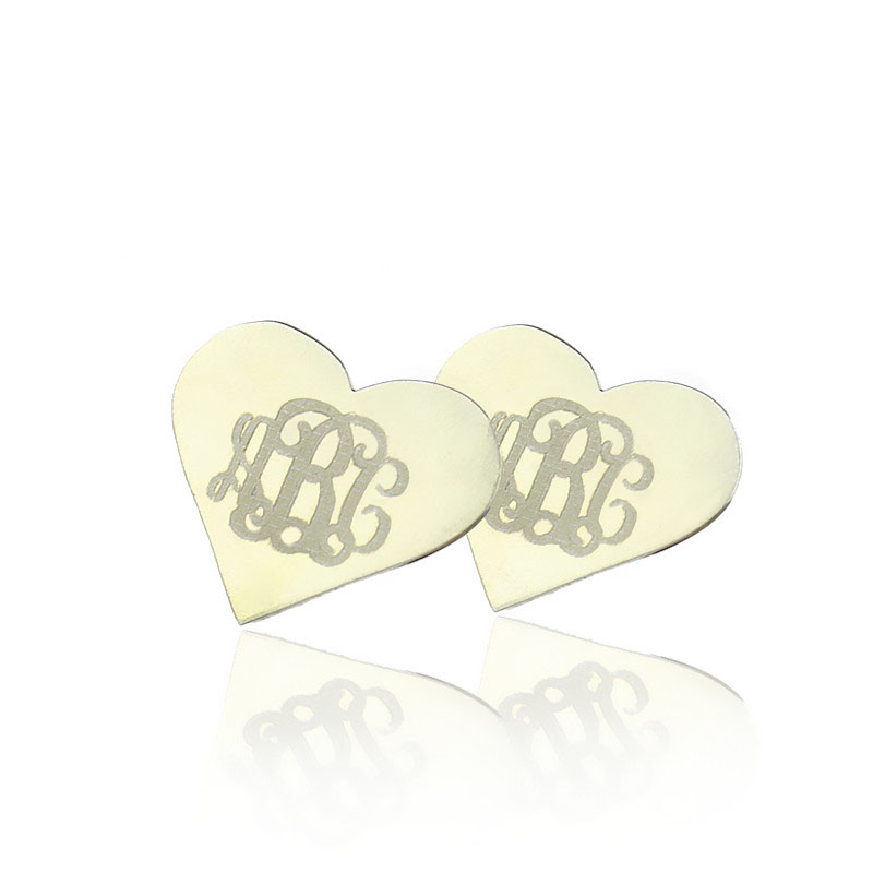 Personalised Heart Monogram Stud Earrings Personalised heart monogram stud earrings