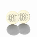 Circle monogram earrings engraved with three initials