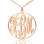 Personalised 18ct Rose Gold Plated Vine Font Circle Initial Monogram Necklace