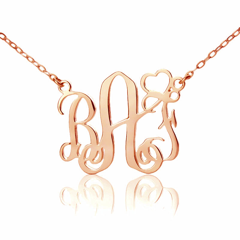 Personalised initial monogram Love necklace in 18ct solid rose gold
