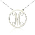 18ct White Gold Single Initial Circle Monogram Necklace 18ct solid white gold single initial circle monogram necklace