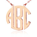 Solid Rose Gold Block Initial Monogram Necklace Solid rose gold Block initial monogram pendant necklace