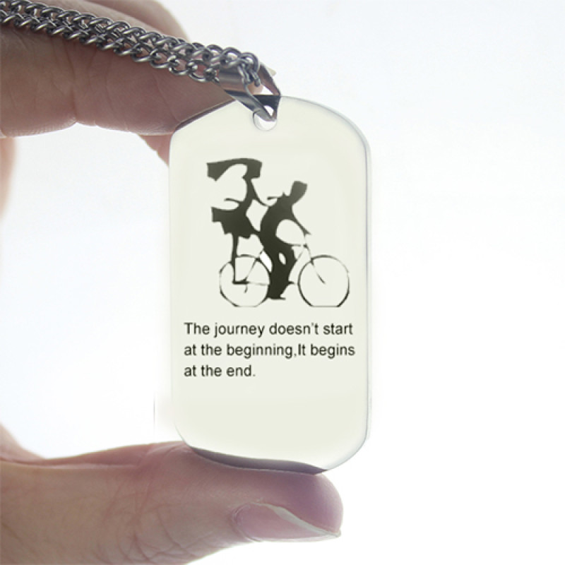Couple Bicycle Dog Tag Name Necklace product image
