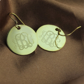 Solid 18ct Gold Circle Signet Monogram Earring Solid 18ct Gold Circle Signet Monogram Earring