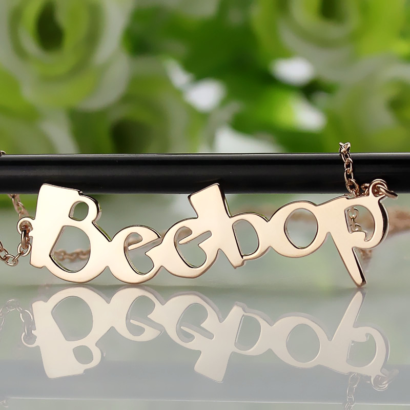 Rose Gold Personalised Beetle Font Name Necklace Rose gold personalised Beetle font name necklace product image