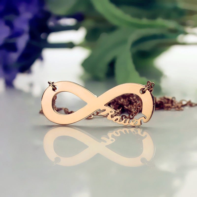 Infinity Name Necklace View 18ct solid rose gold infinity name necklace view