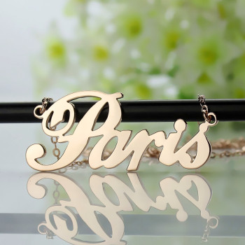 Paris Hilton Style Name Necklace 18ct Solid Rose Gold Plated Paris Hilton Style Name Necklace 18ct Solid Rose Gold Plated