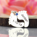 Baby Feet Name and Date Necklace Personalised baby feet necklace product image