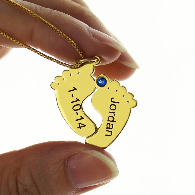 Personalised Baby Feet Charm Necklace Personalised baby feet charm necklace product image