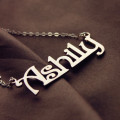 Solid rose gold Harrington font name necklace product image