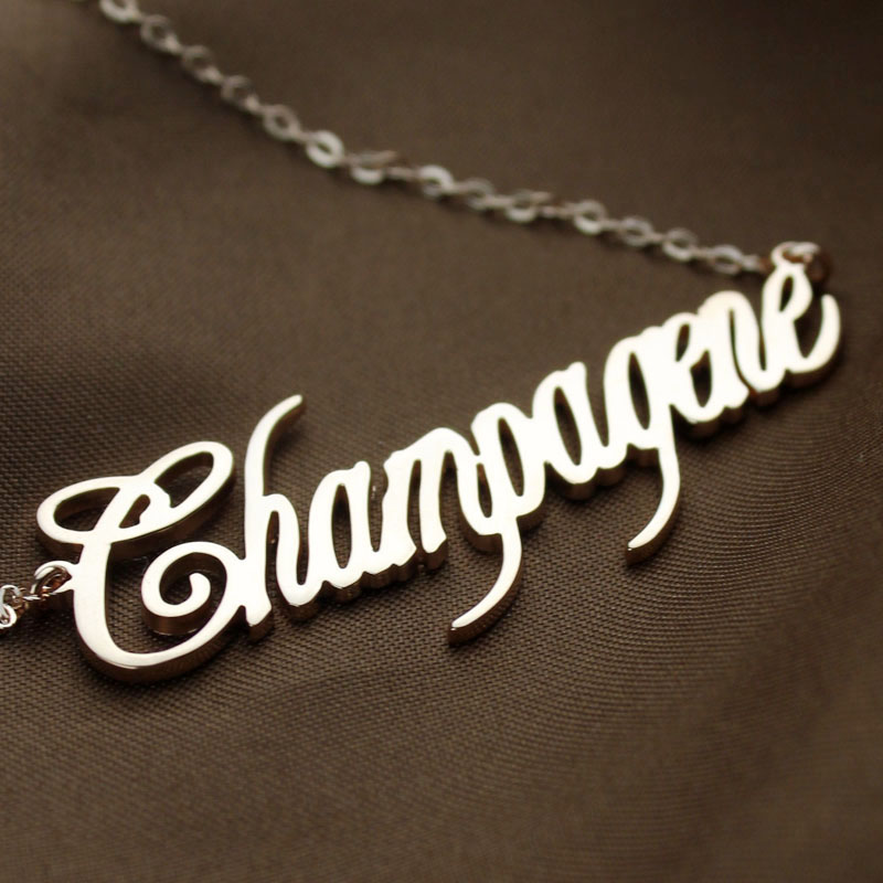 Solid Rose Gold Champagne Font Name Necklace Solid rose gold personalised Champagne font name necklace product image