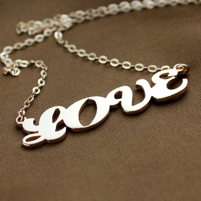 Capital Puff Font Name Necklace Detail Capital Puff font personalised name necklace detail image