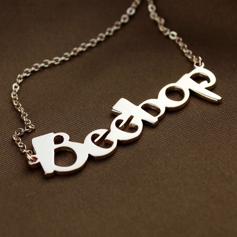Rose Gold Personalised Beetle Font Name Necklace Rose gold personalised Beetle font name necklace product view
