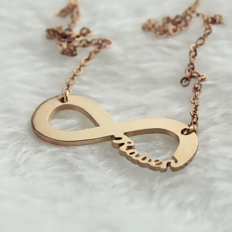 Infinity Name Necklace View 18ct solid rose gold infinity name necklace view