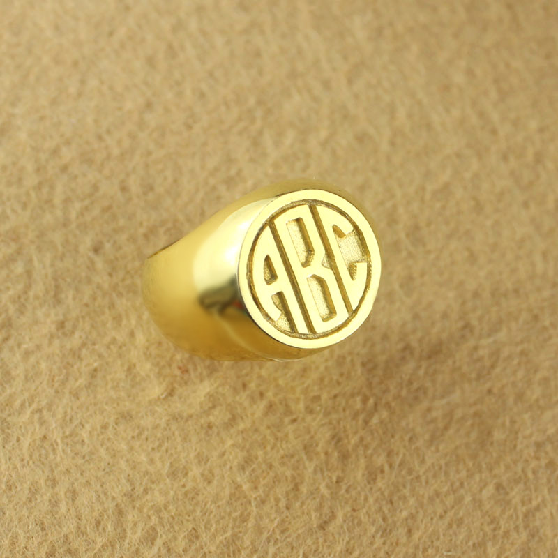 Custom block monogram signet ring product view