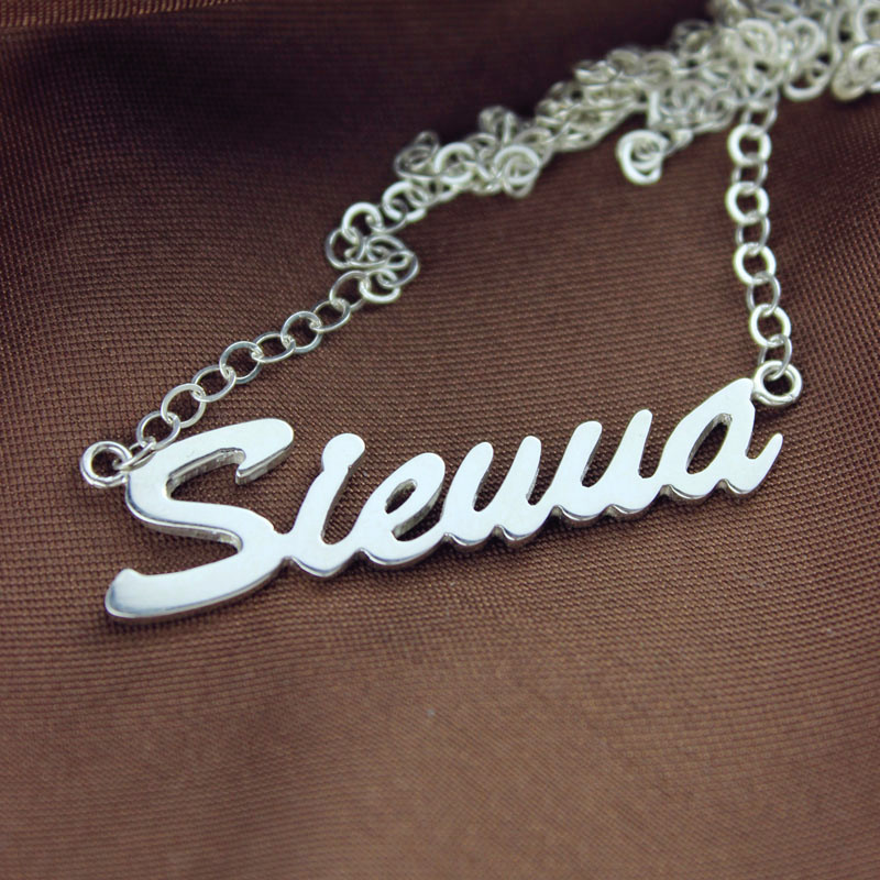 Solid white gold Sienna style name necklace product image