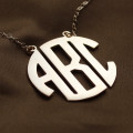 Rose Gold Block Initial Monogram Necklace Solid rose gold Block initial monogram pendant necklace