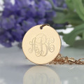 Rose Gold Engraved Monogram Necklace Solid rose gold engraved monogram necklace product view