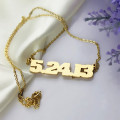 Personalised solid gold number necklace detail