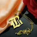 Old English style single initial necklace view