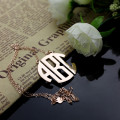 Rose Gold Block Initial Monogram Necklace Solid rose gold Block initial monogram pendant necklace
