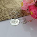 White gold vine font initial necklace