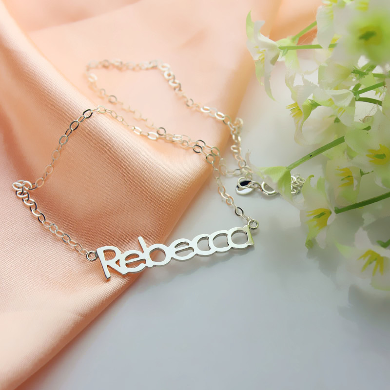 Rebecca Style Name Necklace Solid white gold Rebecca style personalised name necklace