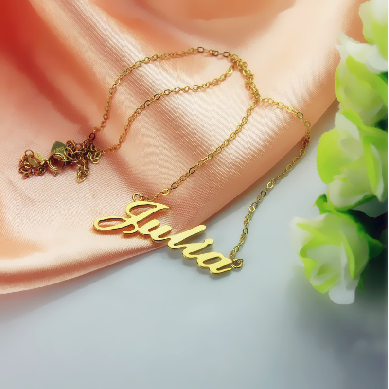 Personalised 18ct solid gold Julia style name necklace