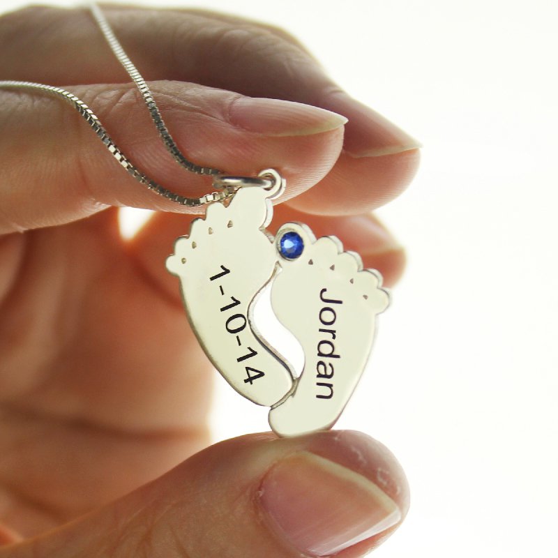 Sterling Silver Baby Feet Necklace Personalised baby feet necklace product image