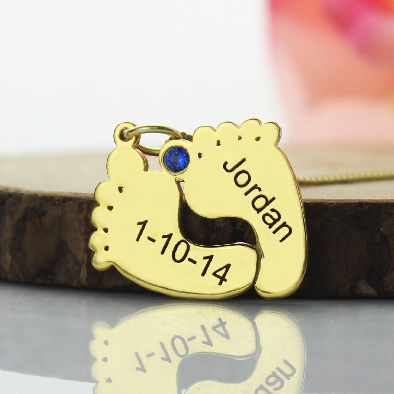 Baby Feet Necklace Detail Personalised baby feet charm necklace detail image