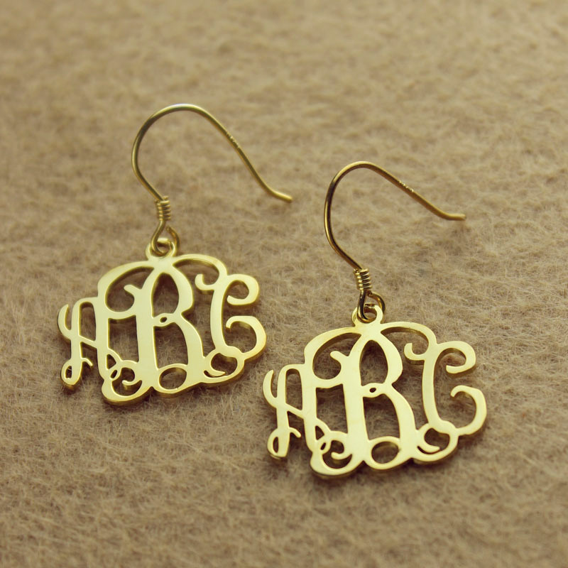Personalised Monogram Earring Detail Personalised 18ct gold circular monogram initial earring detail