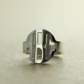 Circle Block Monogram Ring Detail Circle block monogram three-initial ring detail image