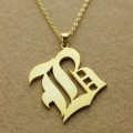 Old English style single initial necklace view