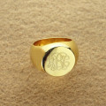 Engraved circle monogram signet ring product image