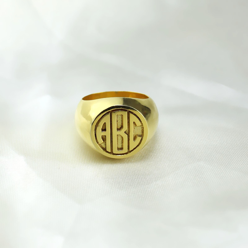 Custom block monogram signet ring product view